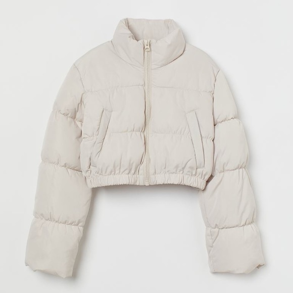 H&M Jackets & Blazers - H&M Divided Crop Puffer Jacket Off White Cream S